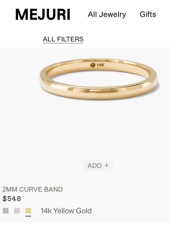Mejuri Jewelry - Mejuri 2mm 14k Solid Yellow Gold Curve Band Wedding Ring Sz 4